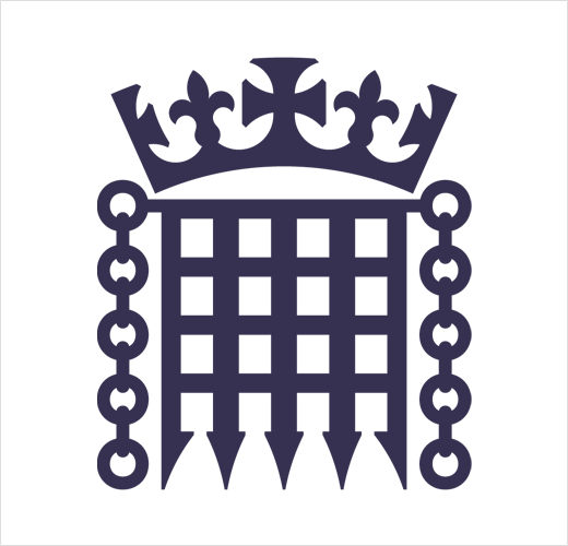 Illustrated crest and building of the UK Parliament